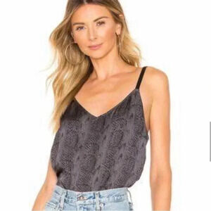 Paige satin Snakeprint leather strap tank top